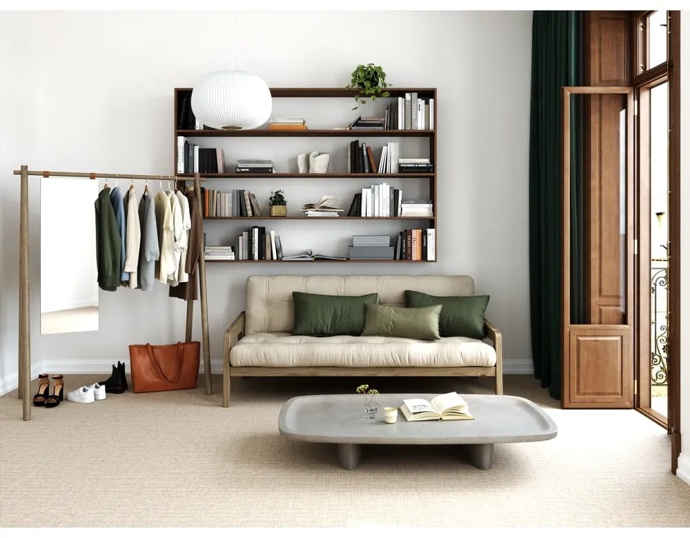 Canapea verde extensibilă cu tapițerie din catifea reiată 204 cm Grab - Karup Design