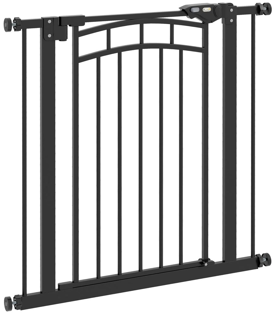 PawHut Barieră de siguranță pentru câine barieră de scări extensibilă dublă blocare 74-80 x 76 cm negru | Aosom Romania