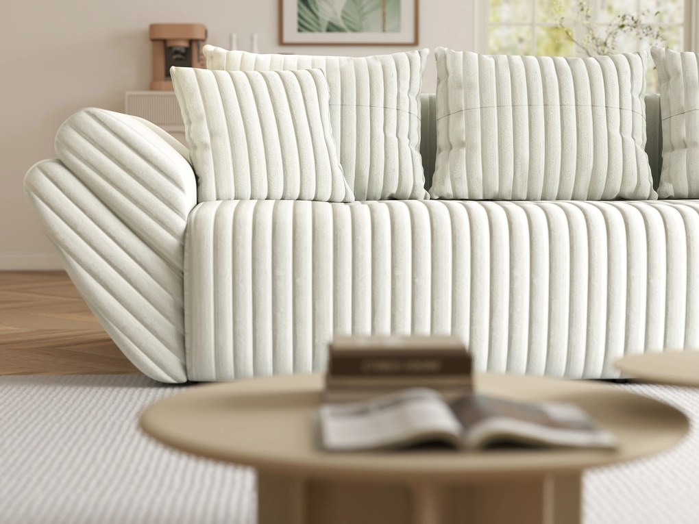 Canapea extensibilă dumonde cu ladă de depozitare si sezut confortabil din spuma high-density, Berlin Ambience Ivory 250x100 cm