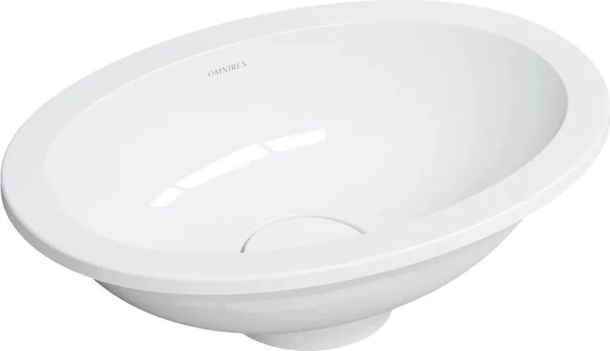 Lavoar sub blat Omnires Shell M+ finisaj alb lucios 45 cm