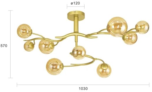 Lustră LED aplicată Brilagi MISTEL 9xG9/3W/230V auriu
