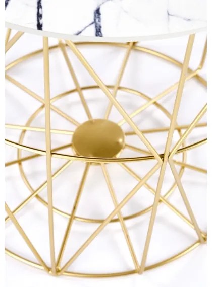 Măsuță de cafea HARISSA 41x42 cm auriu/alb decor marmorat