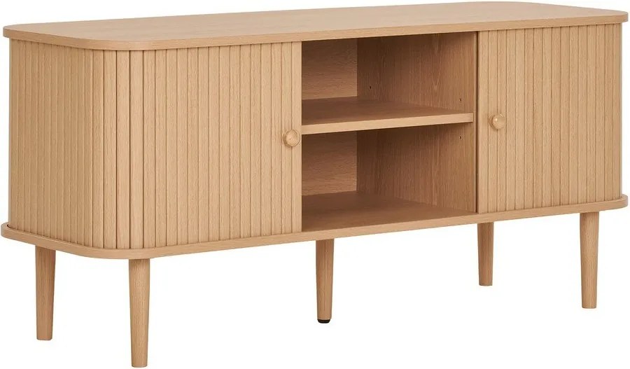 Comodă TV în culoare naturală cu aspect de lemn de pin 113x51,5x40 cm Nikko – House Nordic
