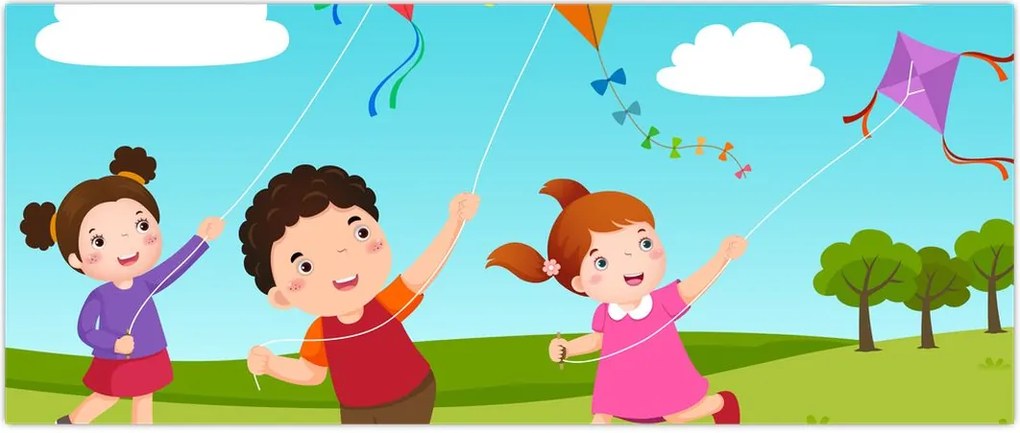 Tablou - Copii cu zmeu (120x50 cm)