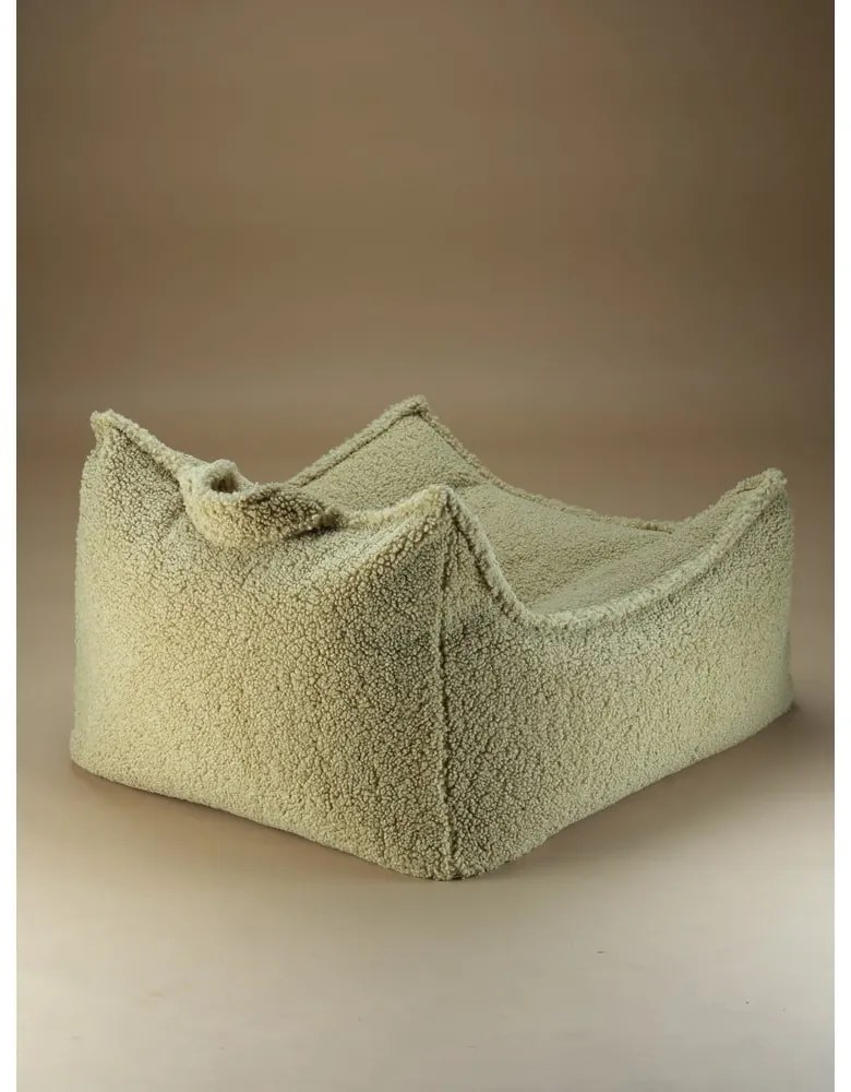 Fotoliu puf pentru copii verde cu tapițerie din țesătură bouclé Chair – Wigiwama