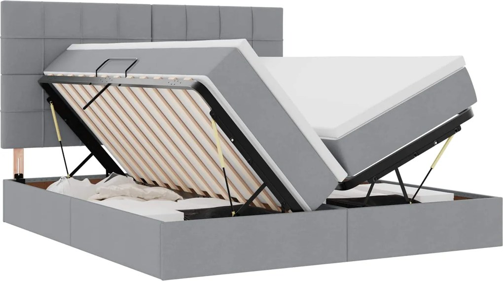 vidaXL Pat cu storage Gri deschis 180 x 200 cm Piele artificială