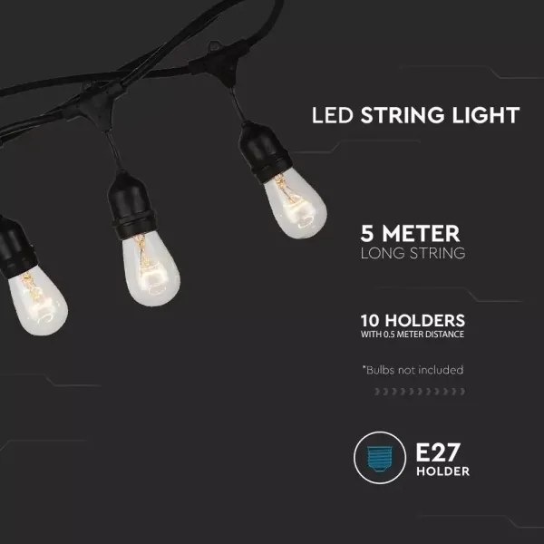Lanț exterior STRING 5m 10xE27/40W/230V IP54