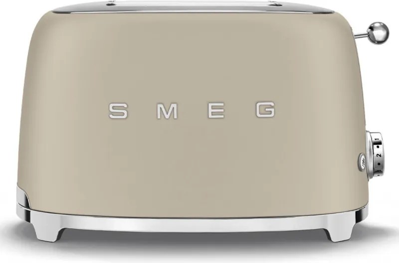Prajitor de paine SMEG 50's Style TSF01MLMEU, 950 W, 2 felii, 6 trepte, Tava pentru firimituri, Cablu integrat, Otel inoxidabil, Bej