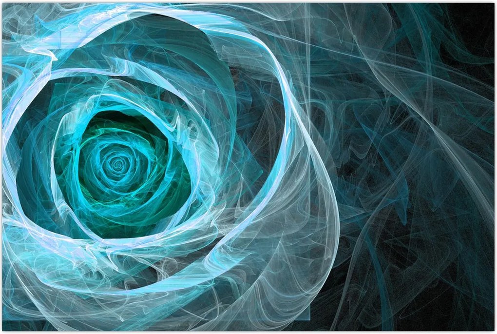 Tablou - Abstract trandafir albastru cu fundal negru (90x60 cm)