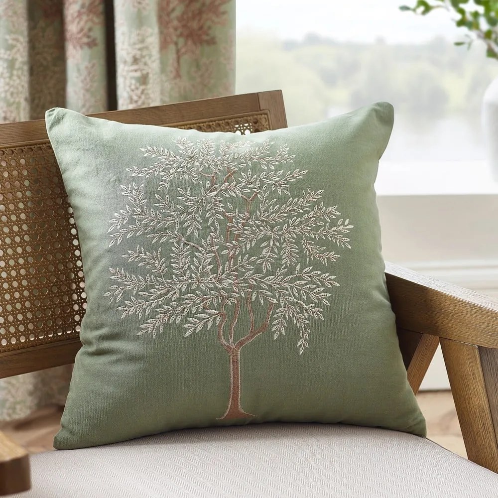 Pernă decorativă din bumbac 45x45 cm Woodland Trees Embroidered – Catherine Lansfield