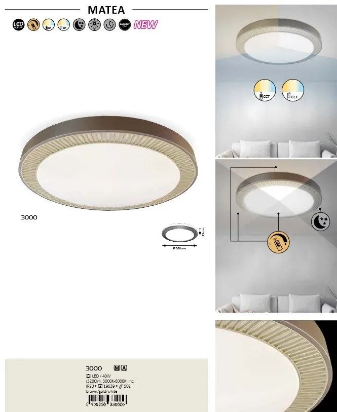 Plafoniera LED cu telecomanda design modern Matea 3000 RX