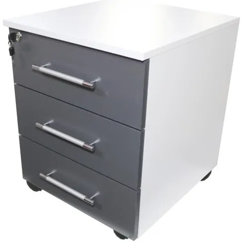 Office  Alb/Gri Comoda Birou 3 sertare