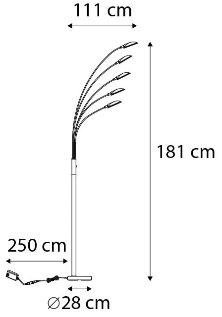 Lampa de podea de design din alamă cu LED 5 lumini - Sixties Trento