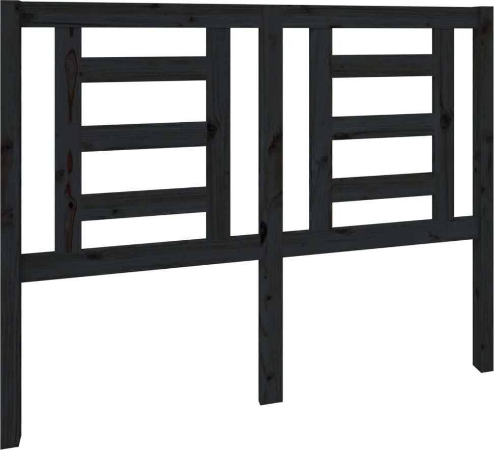 vidaXL Tăblie de pat, negru, 126x4x100 cm, lemn masiv de pin