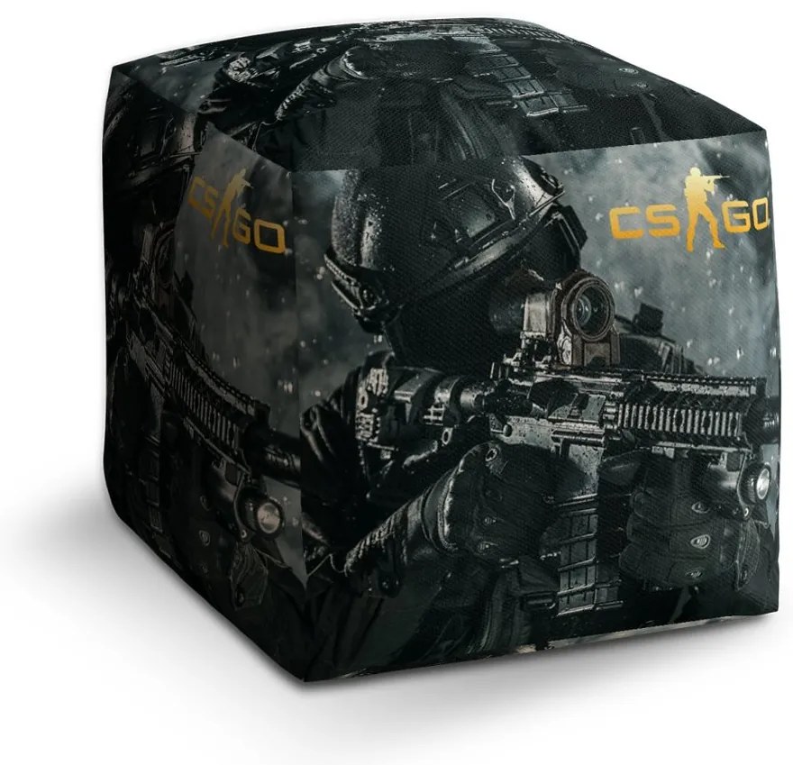 Taburet Cube CS:GO soldat 1, negru