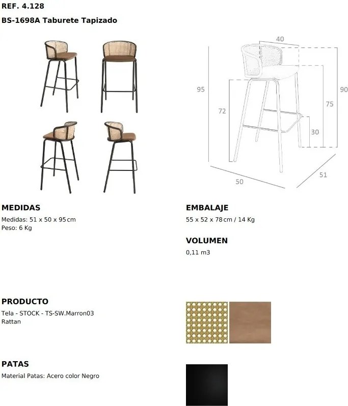 Scaun de bar design modern Rattan