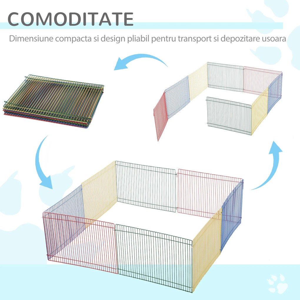 PawHut tarc modular pentru animale mici, 8 piese, 69x69x23cm | AOSOM RO