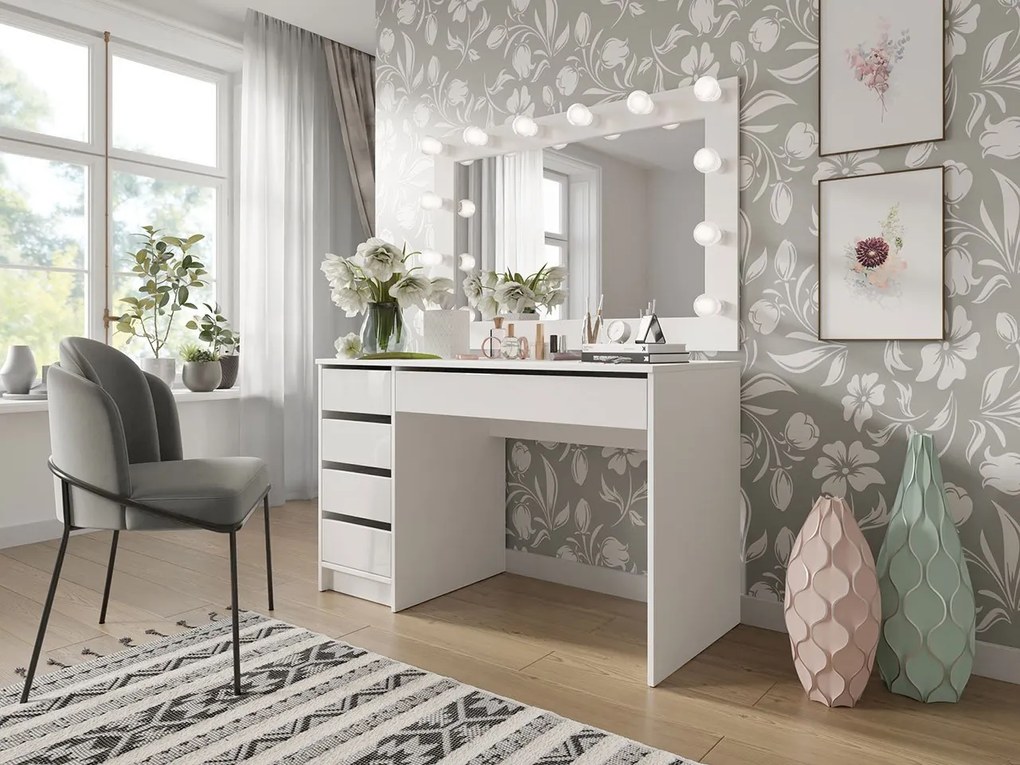 Masă PC Heranor (Alb + Alb lucios ). Promo -16%. 1054249