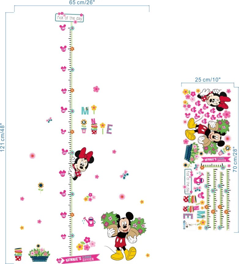 Metru pentru copii - Mickey și Minnie "Metru pentru copii - Mickey și Minnie" 65x121 cm
