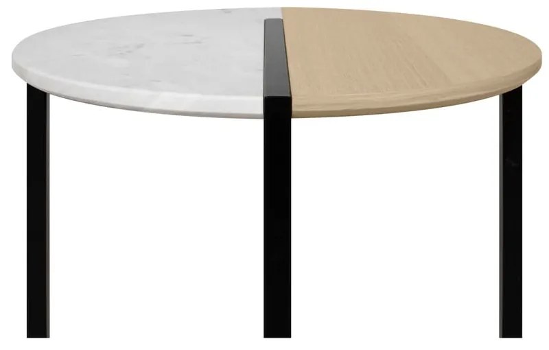 Măsuță de cafea rotundă cu blat cu aspect de lemn de stejar și marmură Sonata TemaHome, ø 80 cm