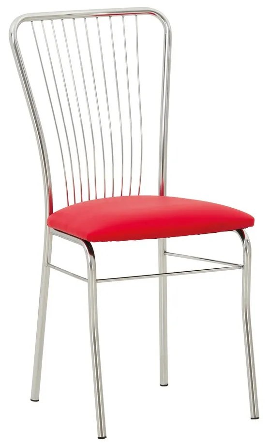 Scaun de bucatarie Neron Chrome, rosu, piele ecologica