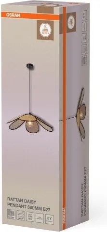 Osram - Pendul pe cablu DECOR RATTAN, 1xE27/15W/230V, Ø 69 cm, bej/negru