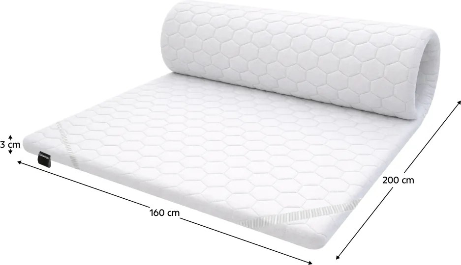 Topper, 3 cm, 160x200, din spumă, ZENY