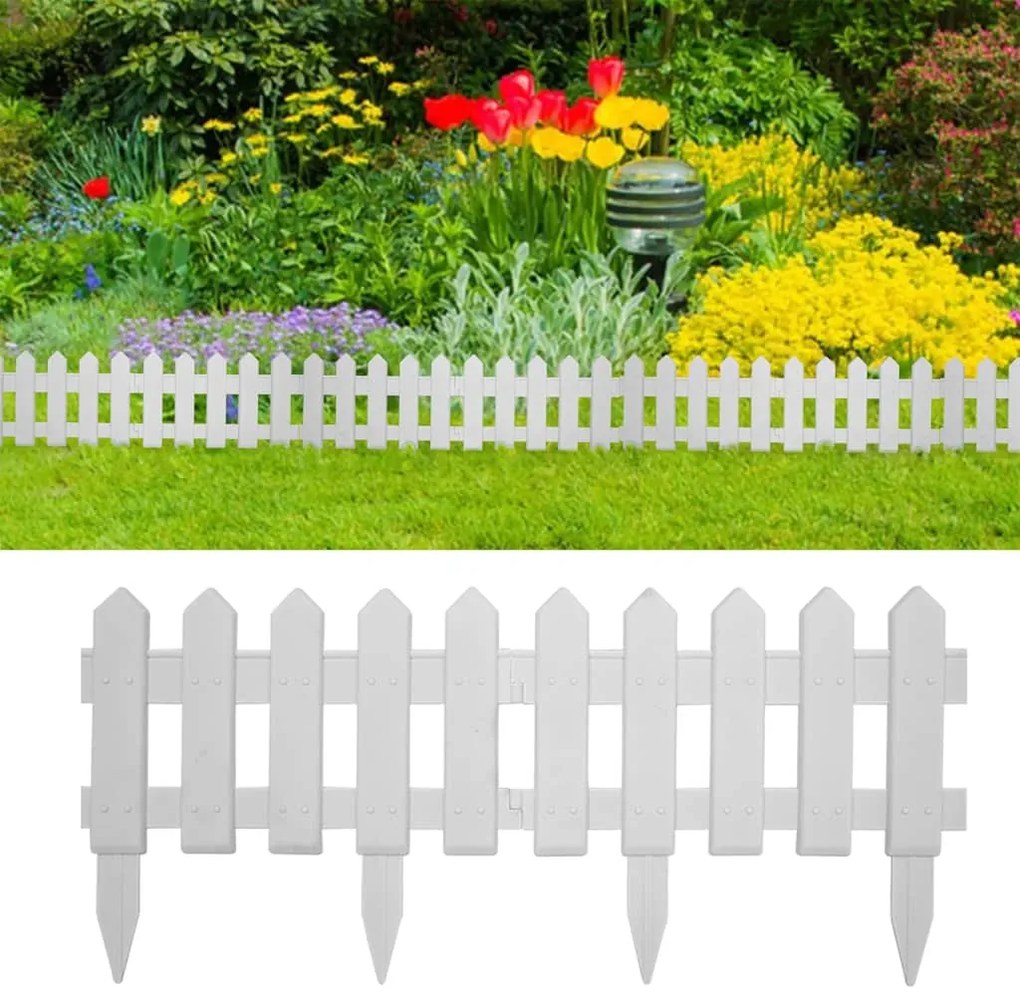 vidaXL Borduri de gazon, 25 buc., alb, 10 m, PP