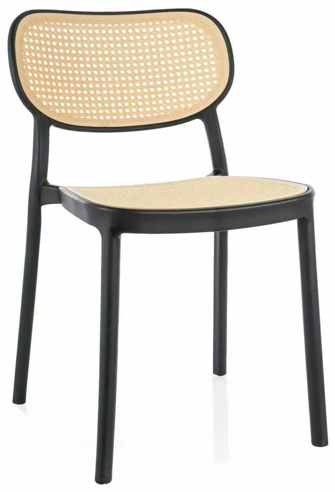 Scaun de bucătărie Tinsley, ratan / negru