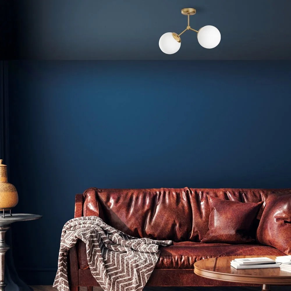 Plafonieră albă/alămie cu abajur din sticlă 15x44 cm Damar – Opviq lights