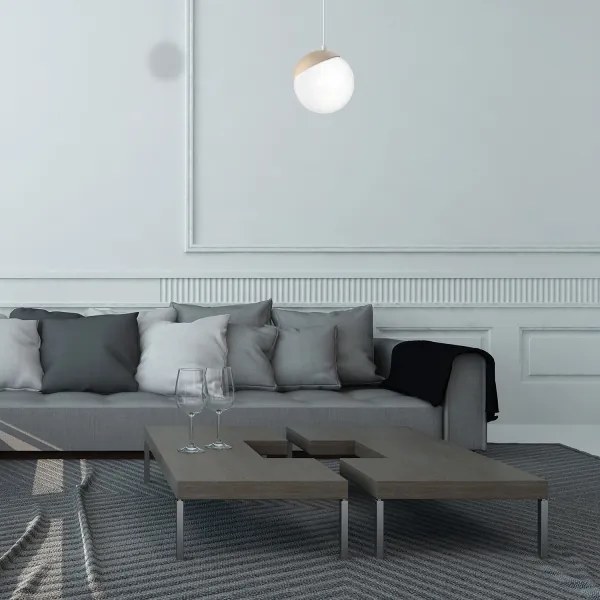 Lustră pe cablu SFERA WOOD 1xE14/40W/230V alb