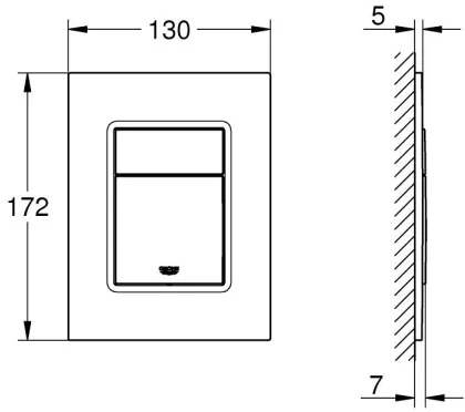 GROHE 37535AL0 - Placă de acționare SKATE COSMOPOLITAN S 130 × 172 mm grafit