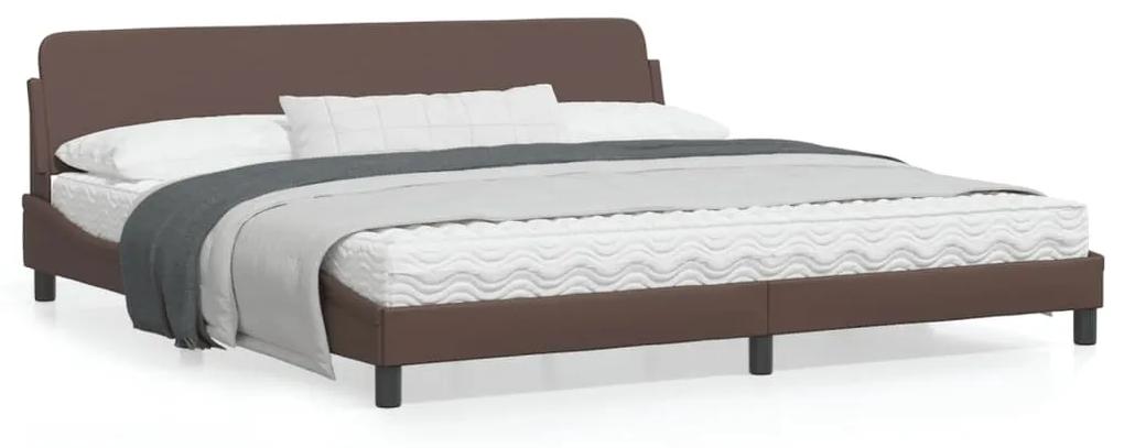 373260 vidaXL Cadru de pat cu tăblie, maro, 200x200 cm, piele ecologică
