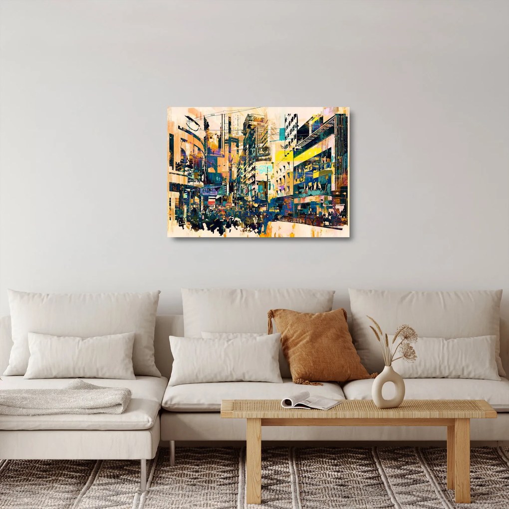 Tablou pe sticlă abstacțiunii pictate (70x50 cm)