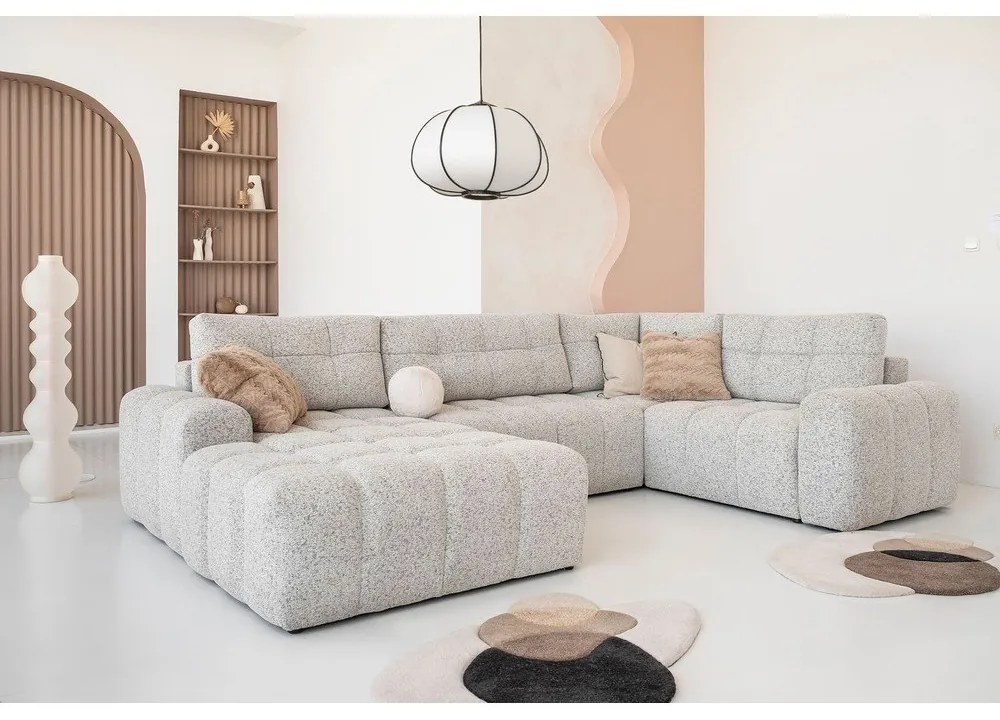 Colțar modular bej extensibil/cu spațiu de depozitare (cu colț pe partea dreaptă) Lulu – Miuform