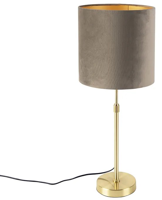 Lampă de masă inteligentă aurie cu abajur din catifea taupe 25 cm incluzând WiFi A60 - Parte