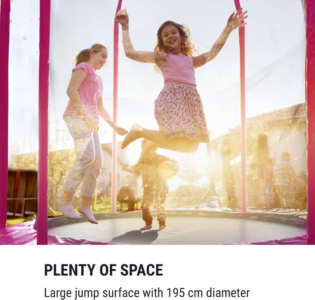 KLARFIT Jumpstarter, trambulină, 2,5 m Ø, plasă 120 kg max., 195 cm Ø zonă de sărituri