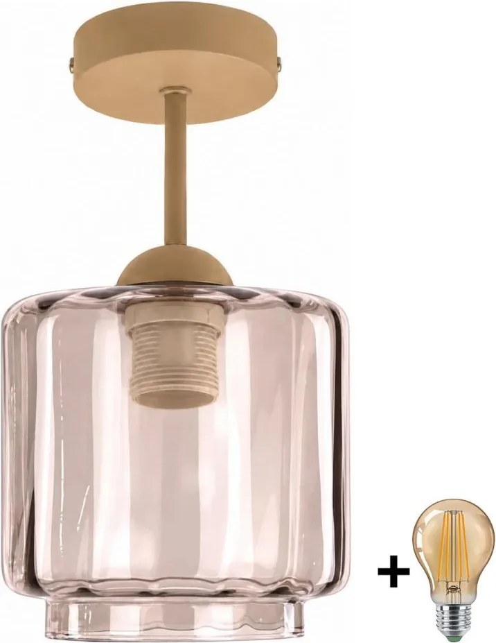 BRILAGI - Lustră LED aplicată R GLASS 1xE27/60W/230V Ø 15 cm bej/ bej fumuriu