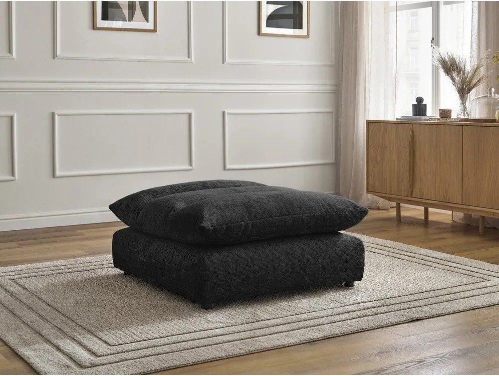 Taburet negru cu tapițerie din chenille Neil – Bobochic Paris