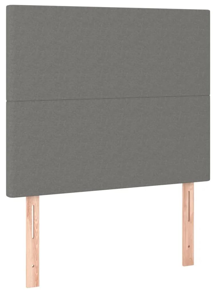 Pat box spring cu saltea, gri inchis, 90x190 cm, textil Morke gra, 90 x 190 cm, Design simplu