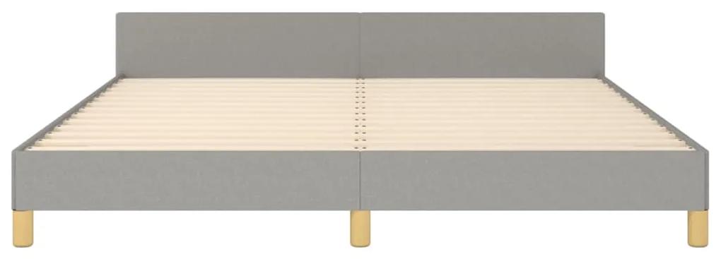 Cadru de pat cu tablie, gri deschis, 160x200 cm, textil Gri deschis, 160 x 200 cm, Design cu nasturi