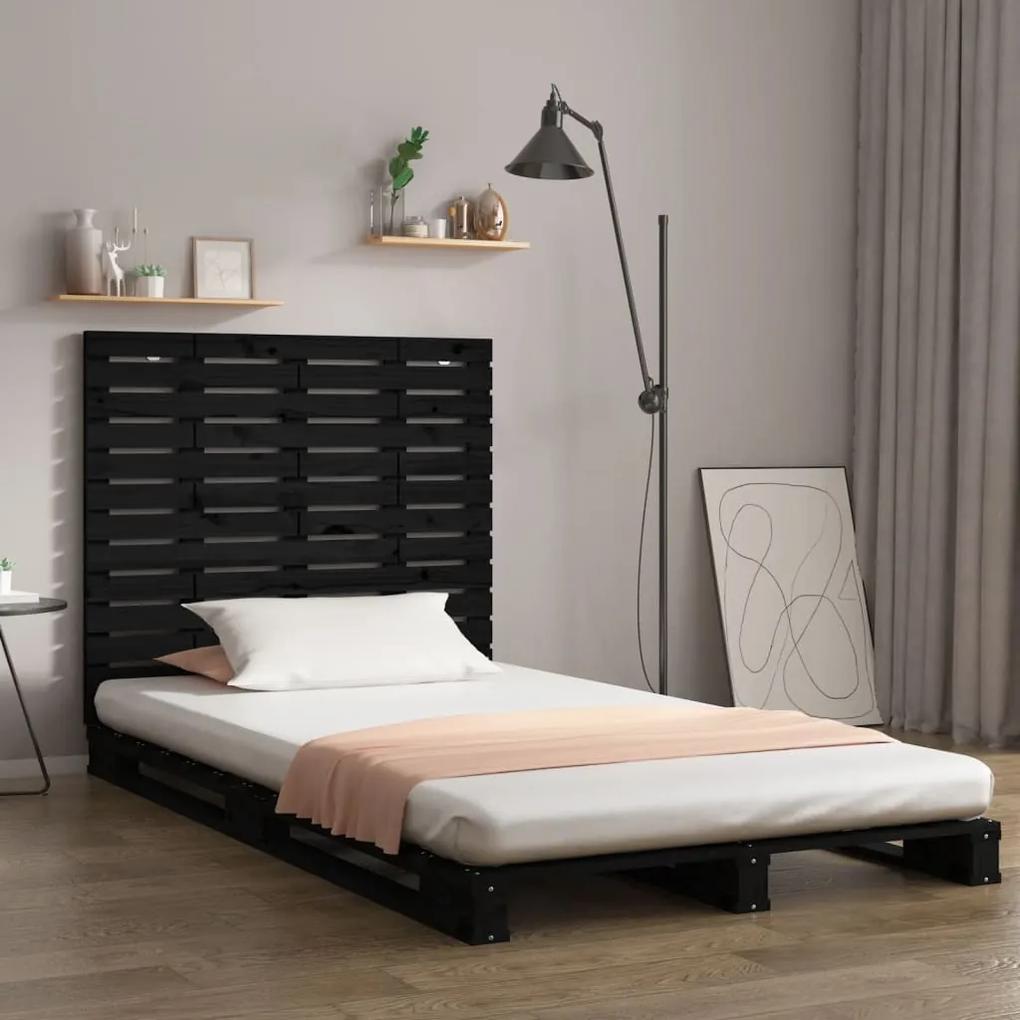 824682 vidaXL Tăblie de pat pentru perete, negru 126x3x91,5 cm lemn masiv pin