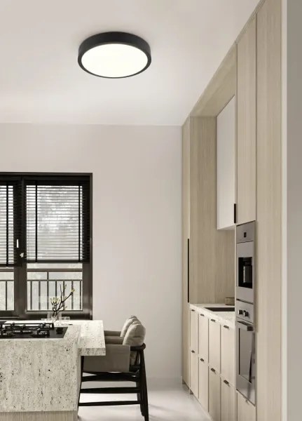 Trio - Plafonieră LED dimabilă ISEO, 24 W, 230 V, 3000 K, Ø 40 cm, neagră