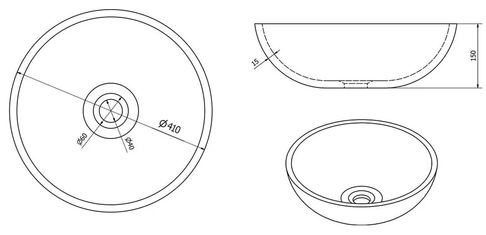 Chiuvetă albastră/gri rotundă din ceramică ø 41 cm Priori – Sapho