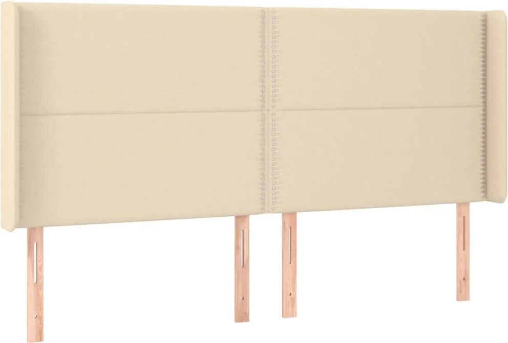 vidaXL Tăblie de pat cu aripioare, crem, 183x16x118/128 cm, textil