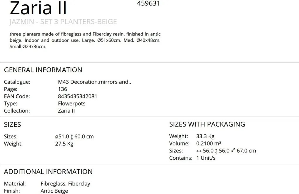 Set de 3 jardiniere decorative Zaria II