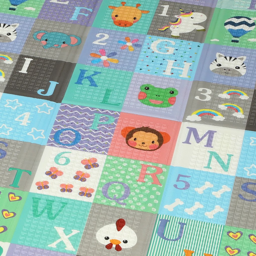 AIYAPLAY Covoraș pentru Copii 0-3 Ani cu Numere și Litere, Suprafață Impermeabilă, din XPE Multicolor, 176.5x148x1 cm | Aosom Romania