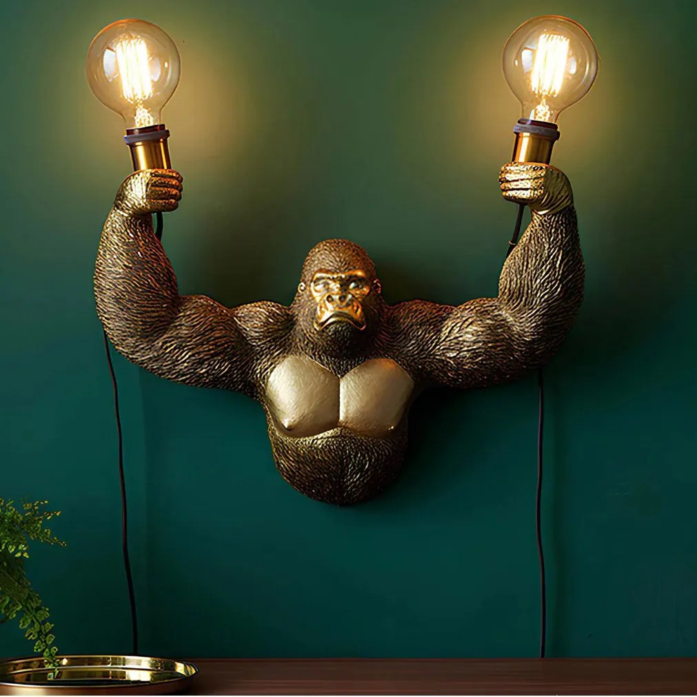 Aplica de perete KING APE 50cm sculptura maimuta aurie