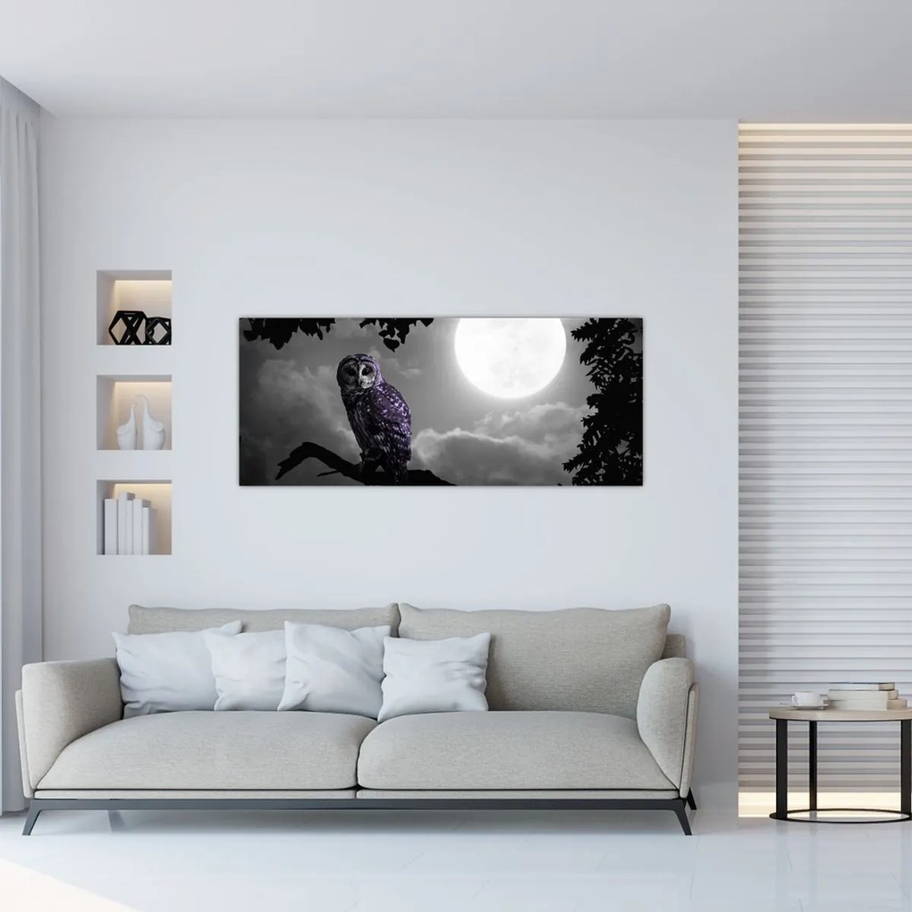Tablou - Bufniță de noapte, bufniță mov (120x50 cm)