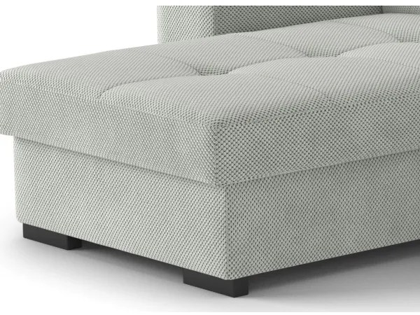 Canapea extensibilă PALERMO, gri deschis, cu spațiu de depozitare și taburet, stânga